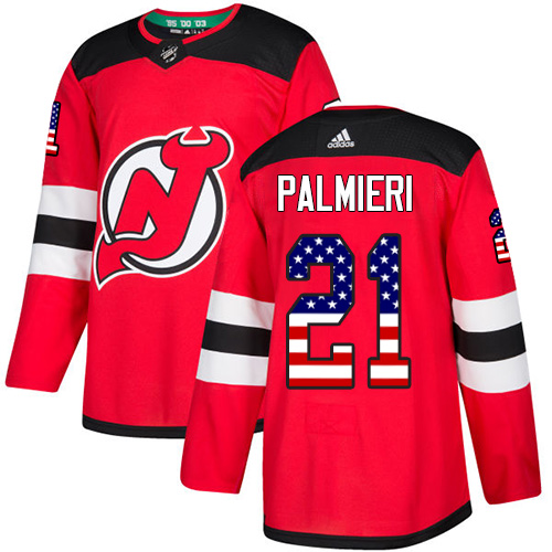 Adidas Devils #21 Kyle Palmieri Red Home Authentic USA Flag Stitched NHL Jersey